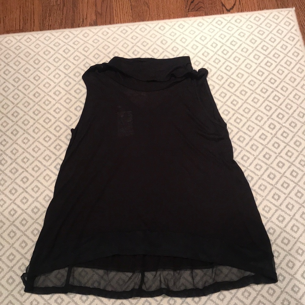 Black tank with sheer tulle trim